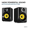 VONYX SMN50B Active Studio Monitors Pair - 140W Powered Recording Speakers for Professional Music Production, Mixing & Audio Playback, Black #1