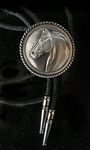 Horse Lady Gifts Mustang Horse Bolo tie in silvery pewter - Thumbnail 2