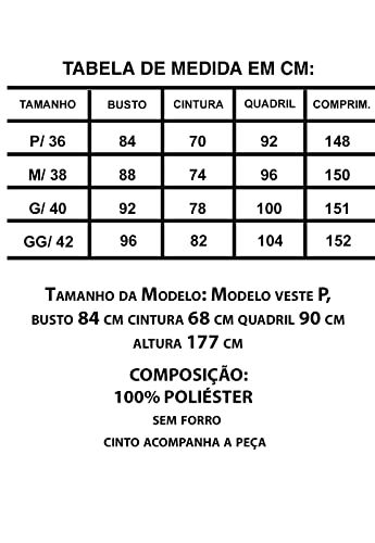 Macacão Longo Alfaiataria Xadrez Com Cinto Sob (M, Caramelo)