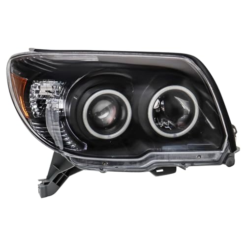 Image of TRQ Performance Driver and Passenger Side Headlight Assembly Set Black Housing Compatible with 06-09 Toyota 4Runner
