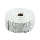 largo: 10 m/32,800pies sourcing map 10M x 5cm Cinta Blanca Tela de Fibra de Vidrio Tira Aislante de Calor para Tubo Escape de Auto