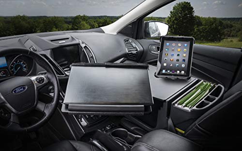 Image of AutoExec Reach Car Desk for Your Vehicle Workstation and Mobile Office, Front Seat, Black with Tablet Mount