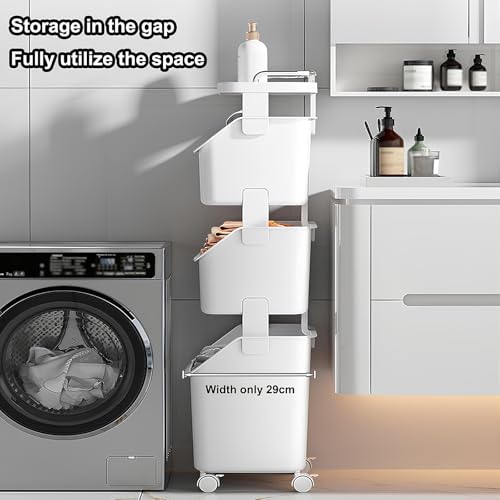 Panier à linge empilable sur roulettes pour optimiser l'espace