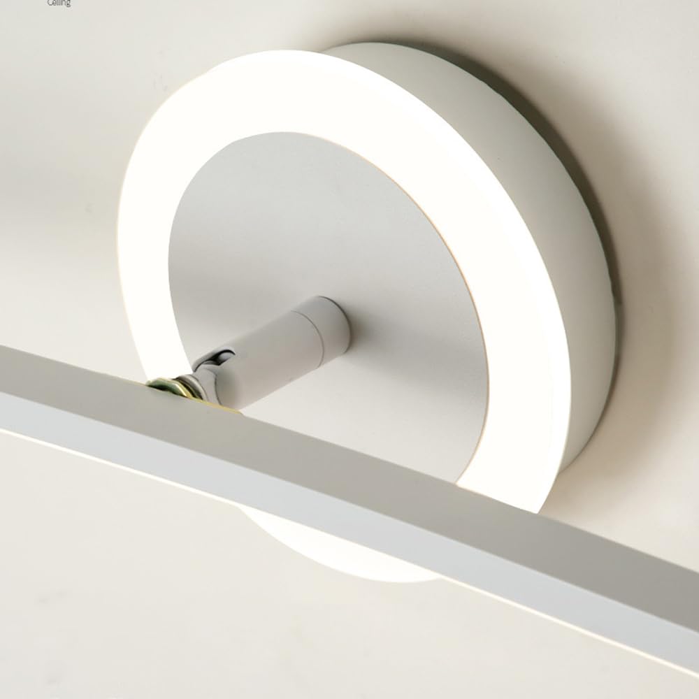 Lámpara de pared interior curvo, 25W lampara led espejo baño, led apliques de pared largo, 100cm aplique moderno dormitorio, sala de estar, pasillo (Blanco-100cm)