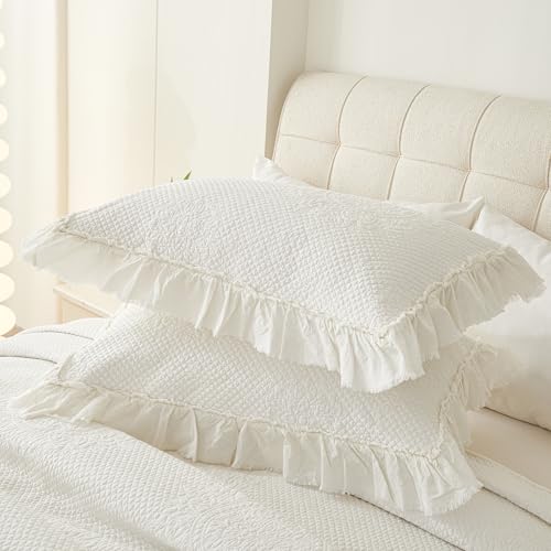 Parure de lit bohème en coton vctops crème brodé toutes saisons - 7