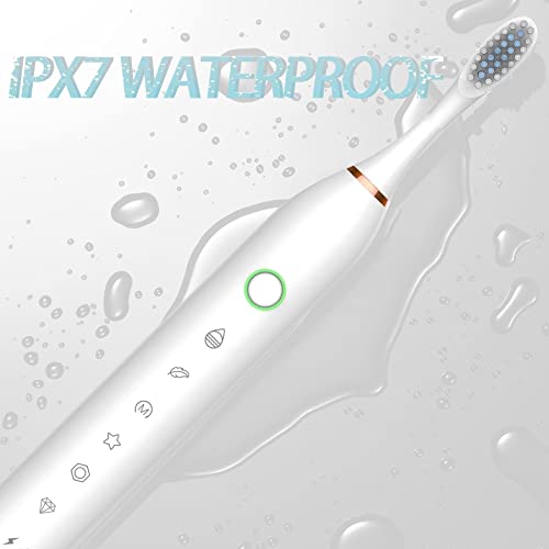 2 Pack Electric Toothbrush For Adults, With 8 Brush Heads, 6 Modes 42000Vpm, Sonic Electric Toothbrush White+Pink #TOP3