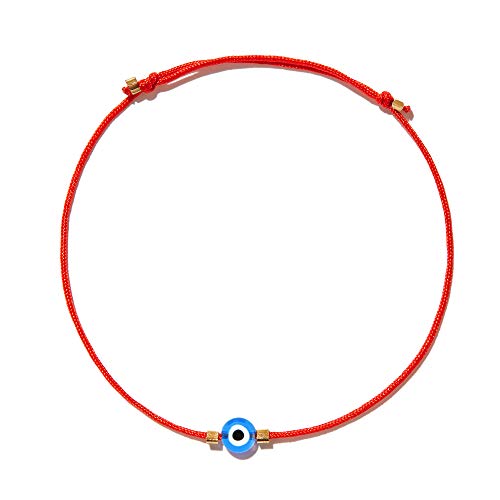 NAZ COLLECTION Evil Eye Bracelet Red String Kabbalah Protection Handmade Adjustable Bracelet For Women Men, ADULT Bracelets (Light Blue)