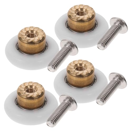 Housoutil 4個引き戸用ローラー シャワードア用具 ナイロン丸型プーリー ベアリングプーリーホイール 上下ローラー 浴室 ガラス扉 交換部品