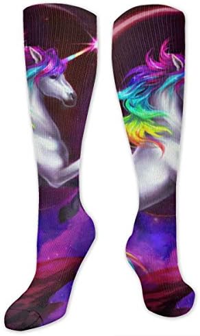 Color Rainbow Unicorn Socks For Men & Women Funny Crazy Running Athletic Travel Sports Over The Calf Socks