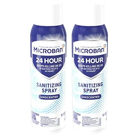 MICROBAN Disinfectant Spray, 24 Hour Sanitizing Spray, Unscented Scent, 2 Count (15oz Each) Cover