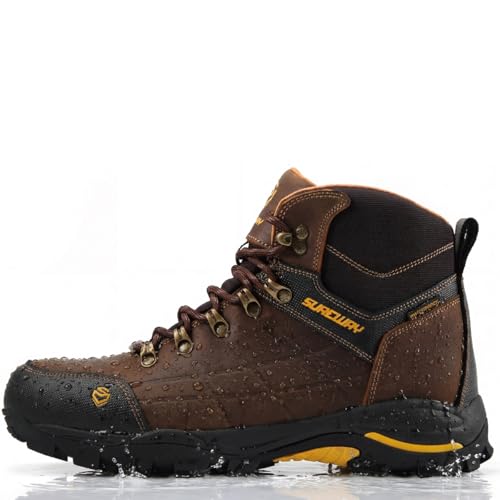 Image of SUREWAY Men's Waterproof Steel /Soft Toe 6 inch Work Boot, Slip Resistant Leather Ankle Safety Boot for Construction,Roofing & Hunting,Comfort & Durability