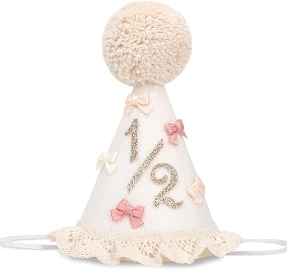 Tingliyi Half Birthday Decorations, Sweet 1/2 Birthday Hat Cone, 6 Months Birthday Decorations, Half Birthday Party Outfit & Photo Prop for Baby Boys Girls (1)