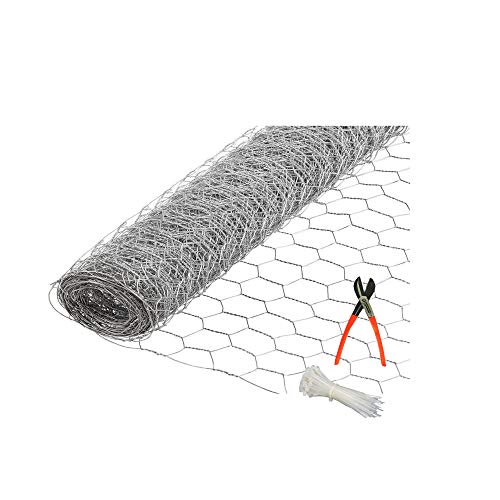 Image of SAI PRASEEDA UV Stabilized Chicken Poultry Wire Garden Fencing Iron Net Anti Bird Net 24 Inches Height X 50 Feet Length with 1 Cutter and 100 PVC Tags SP63