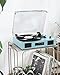 Vinyl Record Player Vintage Wireless Bluetooth Record Player with Enhanced Speakers, USB Recording, LP Player with 3-Speed Belt Drive Turntable Support RCA Line-Out AUX Input EQ,Blue