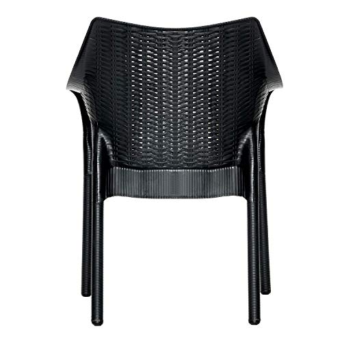 Image of Supreme Cambridge Heavy Plastic Chair for Indoor and Outdoor Use (Color: Black, Set of 2 Chairs)
