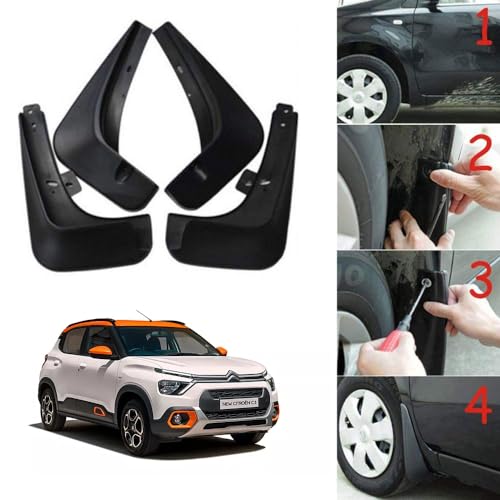 Image of Oshotto (O.E.M Fitting Cup Type) Mud Flap /Splash Guard Compatible with Citroen C3 (Set of 4)