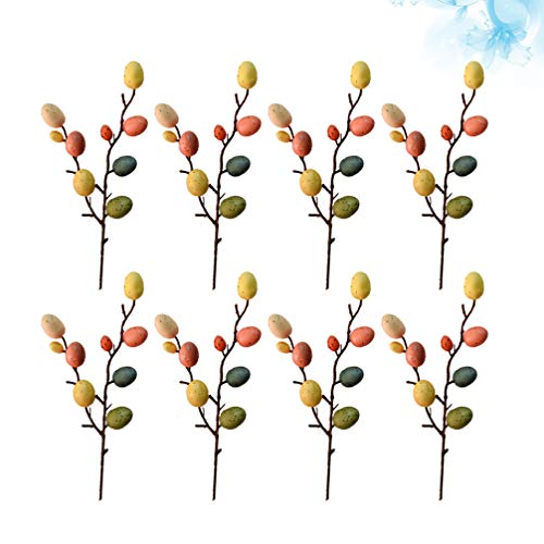 Amosfun 8 Ramos Colheita de Flores de de Páscoa Coloridos Enfeites de Árvores de Páscoa de Plástico