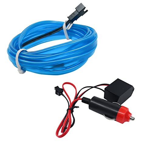 El Wire Car Interior Led Strip Lights, 16Ft Neon Light With Sewing Edge For Auto Cigarette Lighter, Electroluminescent Ambient Lighting Kits With Fuse Protection, Car Decoration Accessories (Blue) #TOP7