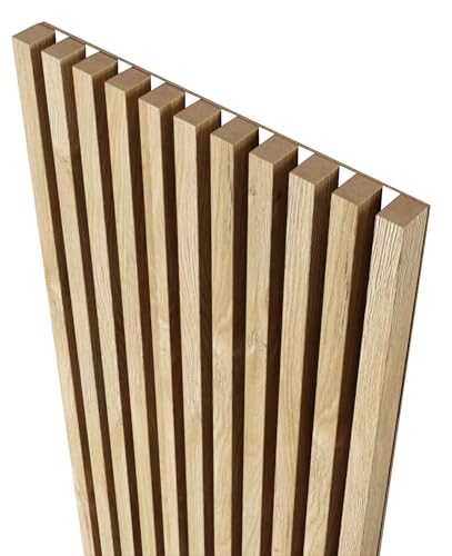 MEBANO. Paneles Acústicos en Placa Blanca 4 Piezas 240x18,5 cm Roble Natur Grandson Revestimiento de Pared Panel Decorativo MDF Lamas para Pared Interior Diseño Moderno