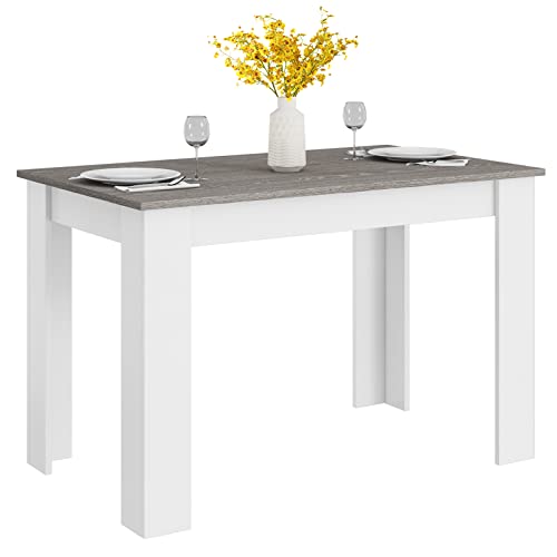 Giantex 47 Inch Dining Room Table, Wooden Dining Table For Small Spaces, Modern Kitchen Table, Rectangular Dinner Table For Kitchen, Dining Room, Living Room, Easy Assembly (White & Dark Gray) #TOP23