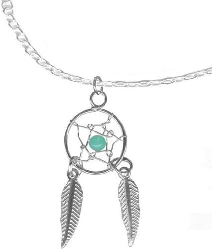 BodySparkle Body Jewelry Magical Feather Dream Catcher Necklace Adjustable 16 inch Silver Tone Chain