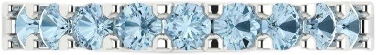 Clara Pucci 14K White Gold Wedding Band for Women | Stacking Classic Comfort Fit | Engagement Bridal Jewelry | 0.63 TCW Round Cut Blue Moissanite (2.6mm)