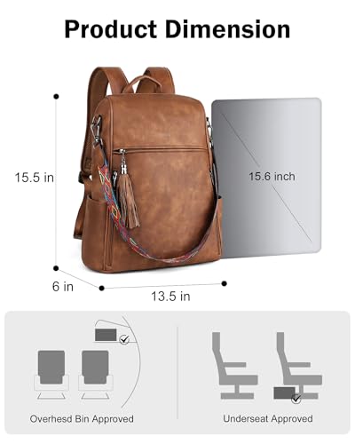 FADEON Leather Laptop Backpack for Women
