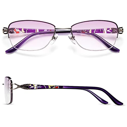 Modne damskie dwuogniskowe okulary do czytania, blokujące niebieskie światło, przyciemniane, półramkowe czytniki komputerowe z nadrukiem wzoru Ramka TR (rozmiar: 2,0 x)