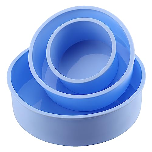 ZEONHEI 6 Pcs Blue Silicone Cake Tins Set, 4 Inch 6 Inch 8 Inch Non-Stick Silicone Cake Moulds - Image 4