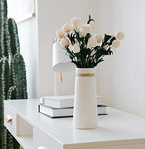 Vase en céramique blanche S fait main pour décoration de table