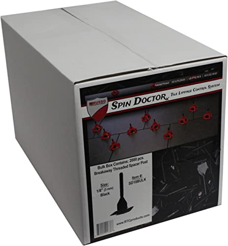 RTC Spin Doctor 2000 Piece 3 Millimeter 0.13 Inch Floor Install Tile Spacing System Breakaway Threaded Spacer Post Box, Plastic, Black, (Bases Only) RTC Spin Doctor 2000 Piece 3 Millimeter 0.13 Inch Floor Install Tile Spacing System Breakaway Threaded Spacer Post Box, Plastic, Black, (Bases Only)