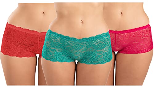 Image of FIMS - Fashion is my style Cotton Lycra Net Boy Short Panty for Womens, Mid Rise, Satin, Hipster Panties, Daily Use, Back and Front Coverage, Brief, See Main Image to Check How Many Panty You Will Get