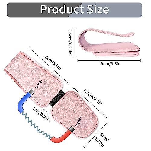 Image of TILDOSAC 2 Pack Sunglasses Holder for Car Visor, Leather Magnetic Sunglass Holder for Car with Clip (Blue+Pink)