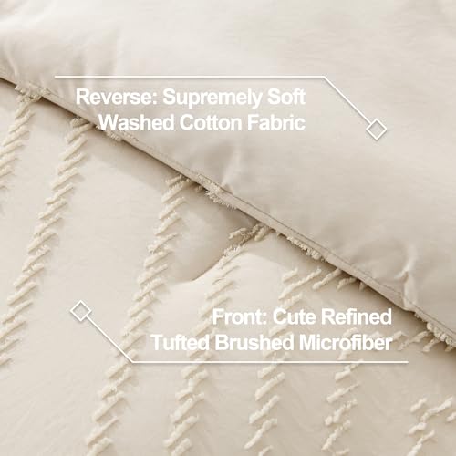 Litanika C TUFTED BEIGE K King Size Comforter Set Beige, 3 Pieces Lightweight Tufted Bedding Comforter Set Cream, All Season Down Alternative Comforter Fluffy Bed Set Gift Choice thumb #6