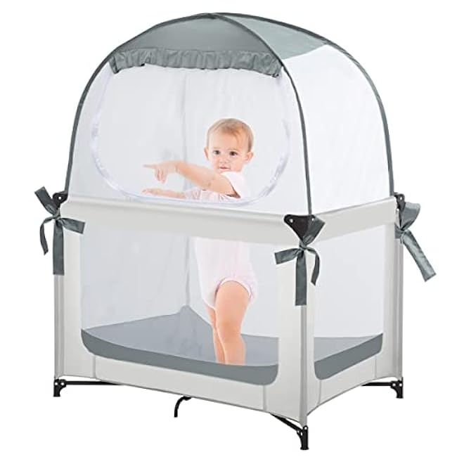 Baby Pack N Play Tent, Safety Tent to Keep Baby from Climbing Out, Baby Crib Canopy for Pack N Play, Mini Cribs & Playpens, Pop Up Design & See-Through Mesh