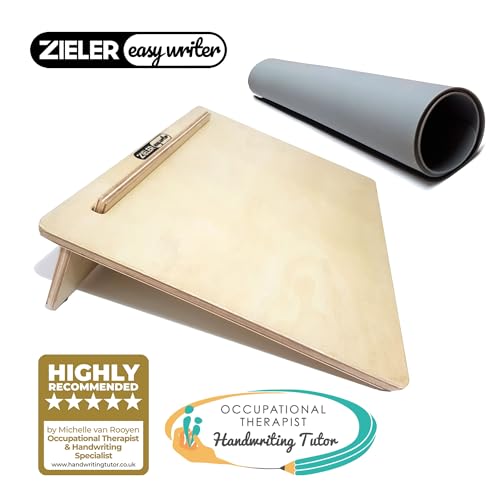 Ergonomische A3-Schreibpult mit Griffmatte für bessere Schreibhaltung und Komfort - von ZIELER®. Hochwertiges, lackiertes Holz - 20° Winkel. Geeignet für Kinder und Erwachsene. Platzsparendes Design