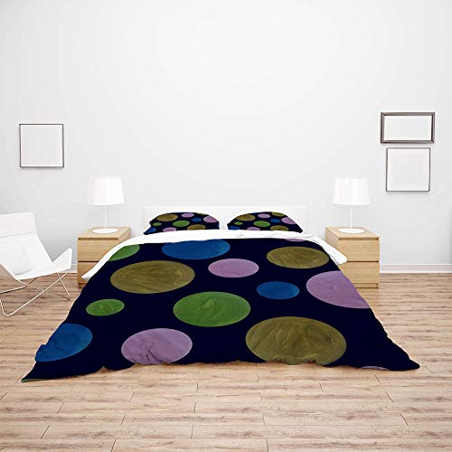 La Random Dots in Black Conjunto de capa de edredom macia com 2 fronhas, conjunto de 3 peças King