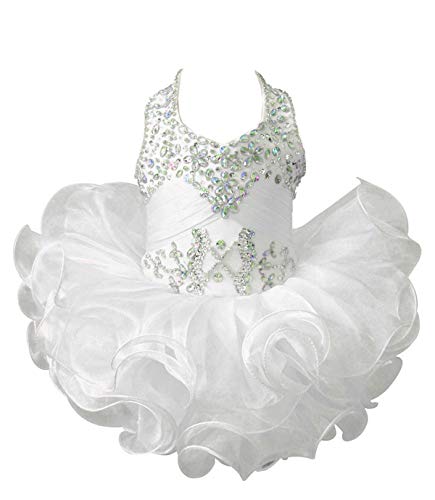 Junguan Toddler Girls Halter Pageant Cupcake Dresses Little Baby Short Ball Gowns With Crystals 2020 3 Us White #TOP7