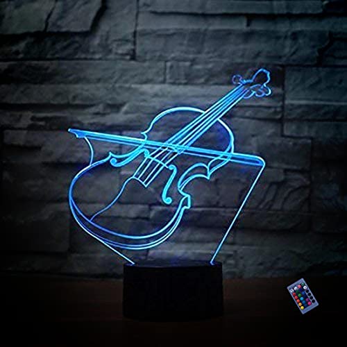 Ilusión óptica 3D Violín Luz de Noche Control Remoto 16 Colores que Cambian USB Poder Touch Switch Decor Lámpara LED Mesa Lámpara Niños Juguetes Cumpleaños Navidad Regalo