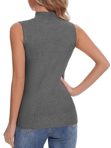 Image of Sleeveless Mock Neck Tops for Women Soft Slim Fit Knit Vest Tops