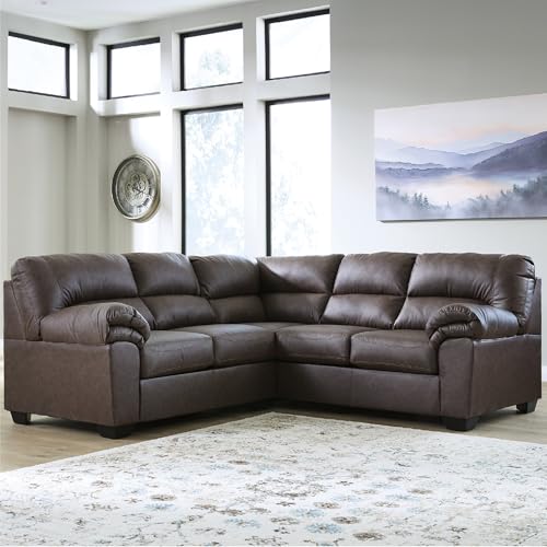 Image of Signature Design by Ashley Faux Leather Sectional Sofa, Brown /Umber