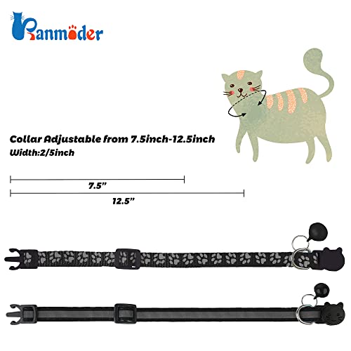 BANMODER 2 Pack Reflective Cat Collar Breakaway with Bell,Personalized Kitten Collars,Adjustable Safety Buckle Collar… - Image 4