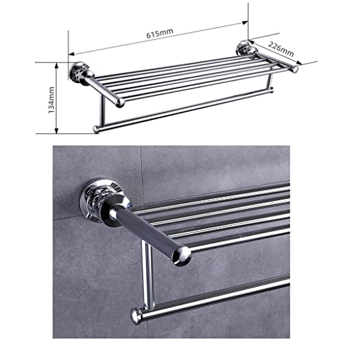 Porte-serviettes double couche en acier chromé au design mural élégant - 7