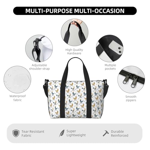 Laptop Tote Bag for Women Work - Farm Roosters Gym Bag for Women Men, Personal Item Crossbody Travel Bags Carry On, Overnight Weekender Bags for Women Travel3