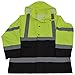 Petra Roc LBRJK-C3-5X Rain Parka Jacket ANSI/ISEA Class 3 Waterproof, Two Tone Lime/Black with Detachable Hood, Storm Flap & Zipper/Snap Closure, No Lining, 5X