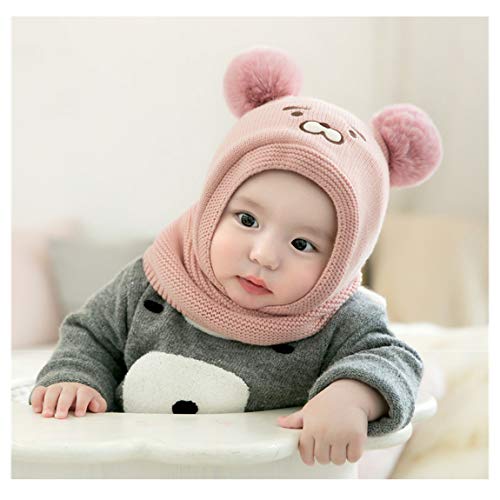 Wxllzlife Baby Kids Warm Winter Hats Baby Girls Winter Hat Cute Thick Earflap Hood Hat Scarves With Ears 3M-26M Pink #TOP3