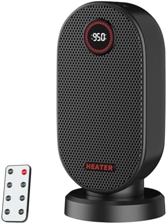 Fotgear Space Heater, Portable Electric Heater with Thermostat and Remote, 90° Oscillating, 12H Timer, 3 Modes, Fast Heating PTC Ceramic Room Small Desk Heater Fan for Bedroom Office Home Indoor Use