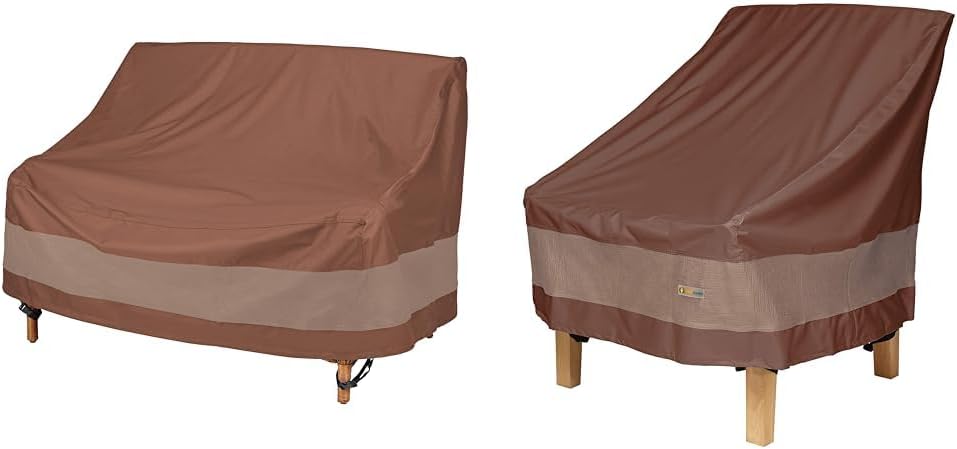 Duck Covers 70W x 38D x 35H inch Loveseat & 32W x 37D x 36H inch Lounge Chair Waterproof Patio Furniture Covers