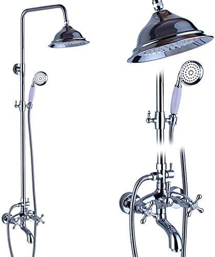 Ensemble de douche chromé haut de gamme avec mitigeur laiton et pommeau effet pluie design 8 pouces