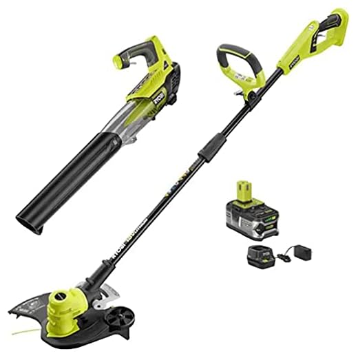 Ryobi 18V Li-Ion Cordless 13" String Trimmer/Edger and Jet Fan Blower Combo Kit with Battery and Charger